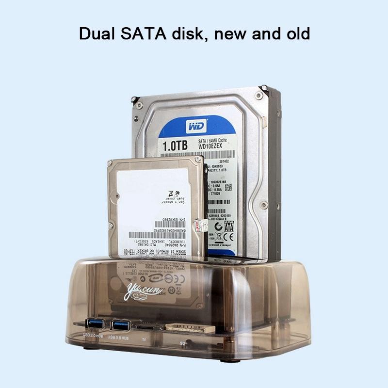 Usb3.0 Dual Sata Hdd Enclosure With Hub & Otb - 2.5 / 3.5 Inch-1915197088568840196