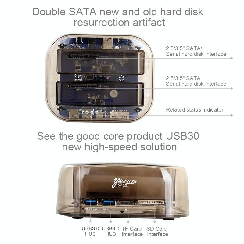 Usb3.0 Dual Sata Hdd Enclosure With Hub & Otb - 2.5 / 3.5 Inch-1915197088568840201