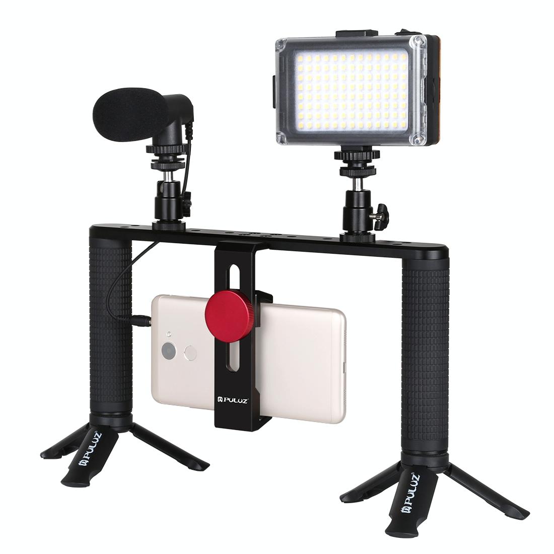 4-In-1 Vlogging Kit With Led Light Microphone Tripod And Stabilizer-1915197545747976192
