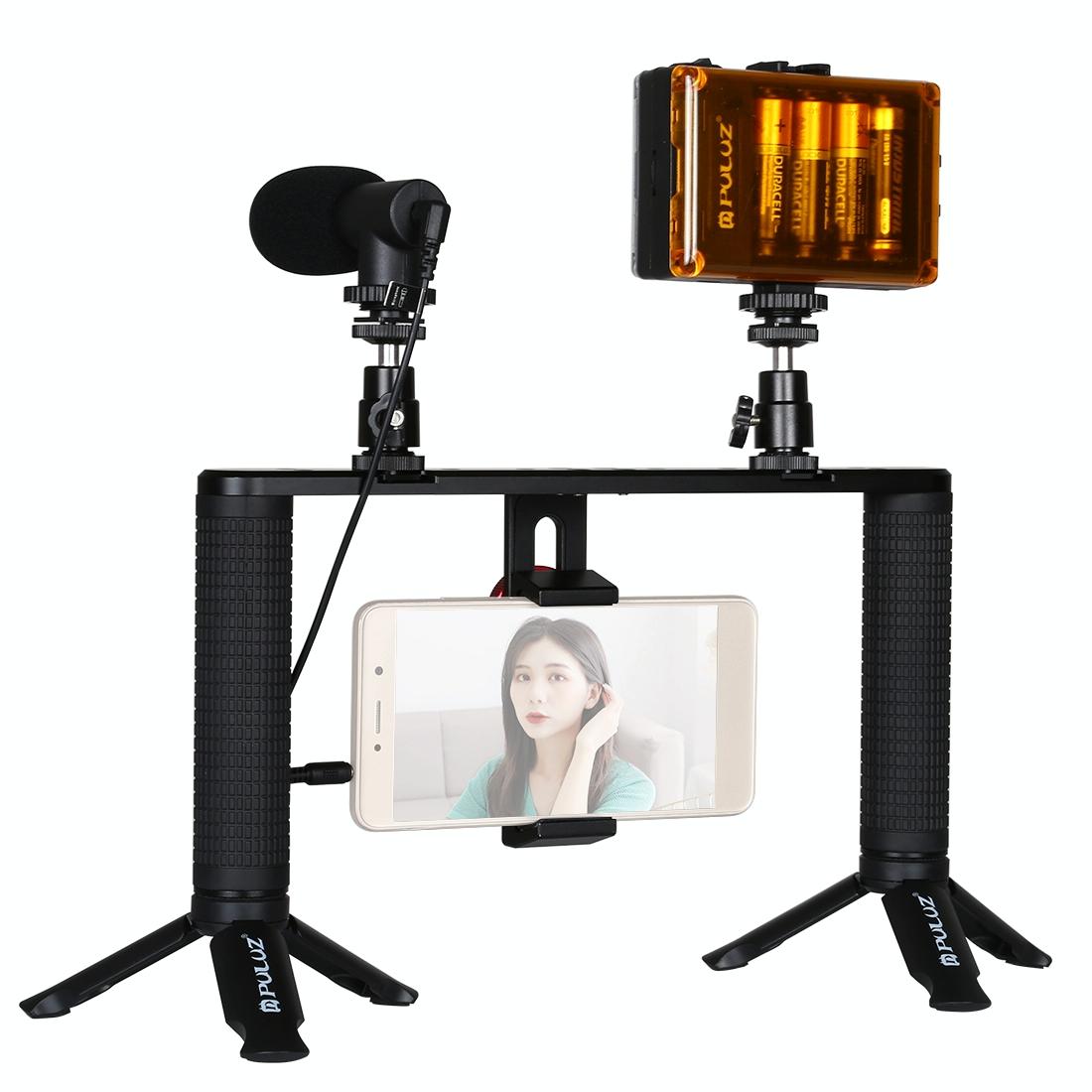 4-In-1 Vlogging Kit With Led Light Microphone Tripod And Stabilizer-1915197545747976193
