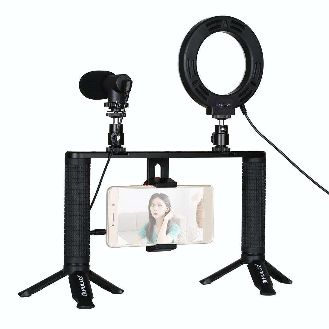 4-In-1 Vlogging Kit With 4.7 Ring Light Mic Tripod & Stabilizer-1915197292105830401