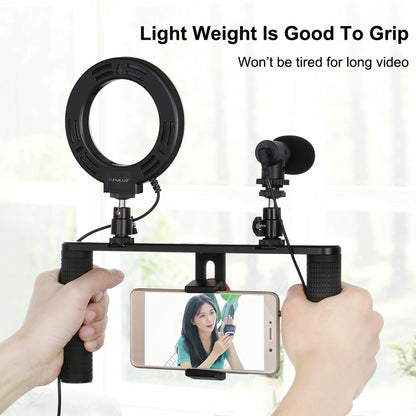 4-In-1 Vlogging Kit With 4.7 Ring Light Mic Tripod & Stabilizer-1915197292105830407