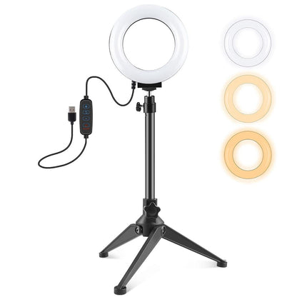 Usb 3 Modes Dimmable Led Ring Light With Tripod Holder And Cold Shoe Ball Head - 4.7 Inch Diameter-1915198024741687296