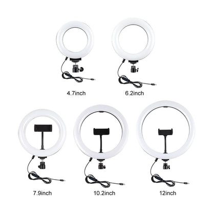Usb 3 Modes Dimmable Led Ring Light With Tripod Holder And Cold Shoe Ball Head - 4.7 Inch Diameter-1915198024741687305