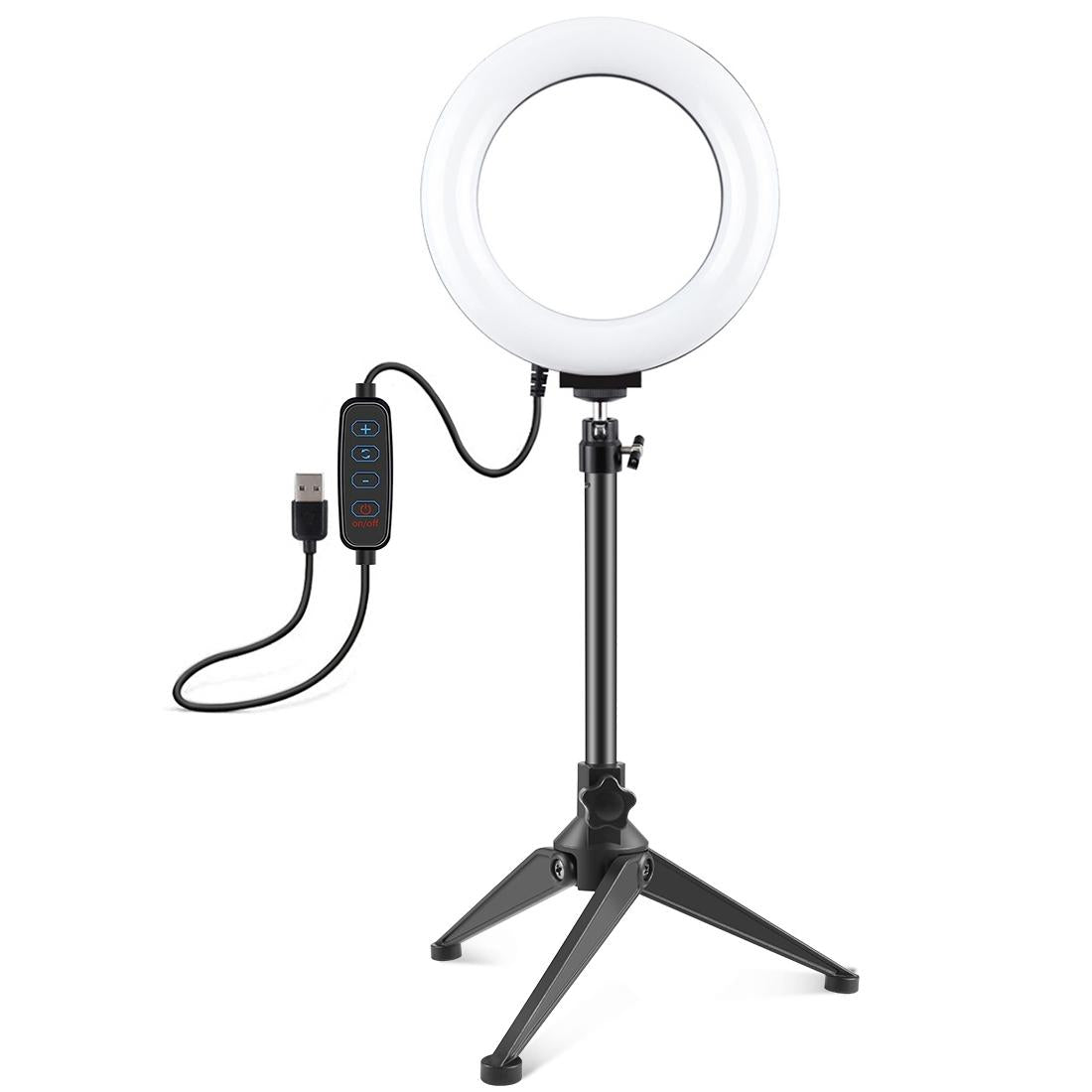 6.2 Led Ring Light With Usb 3 Modes Dimmable Desktop Tripod Cold Shoe Ball Head-1915197890872086529