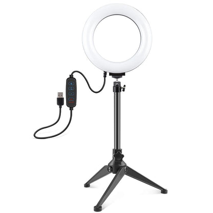 6.2 Led Ring Light With Usb 3 Modes Dimmable Desktop Tripod Cold Shoe Ball Head-1915197890872086529