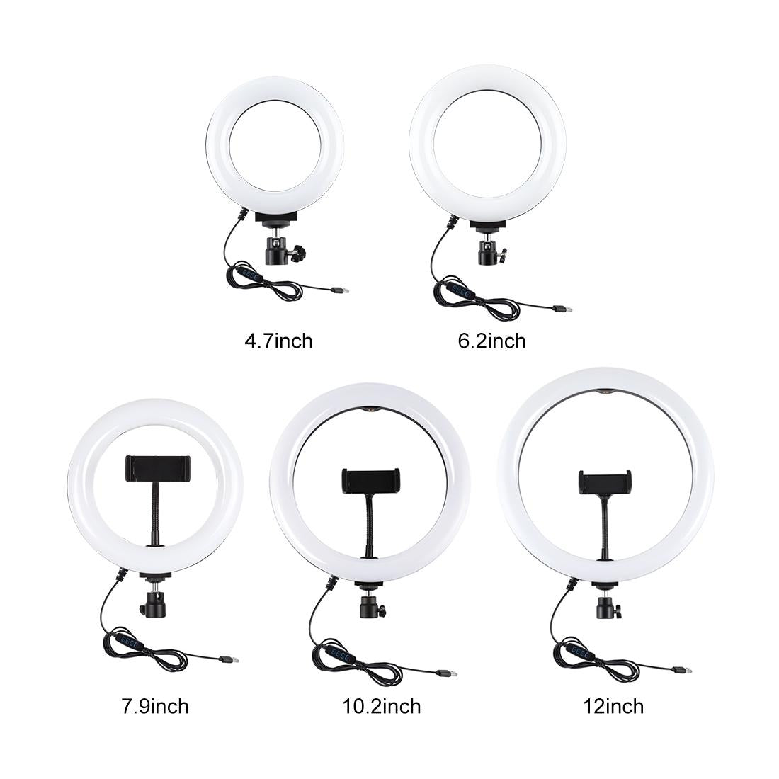 6.2 Led Ring Light With Usb 3 Modes Dimmable Desktop Tripod Cold Shoe Ball Head-1915197890872086537
