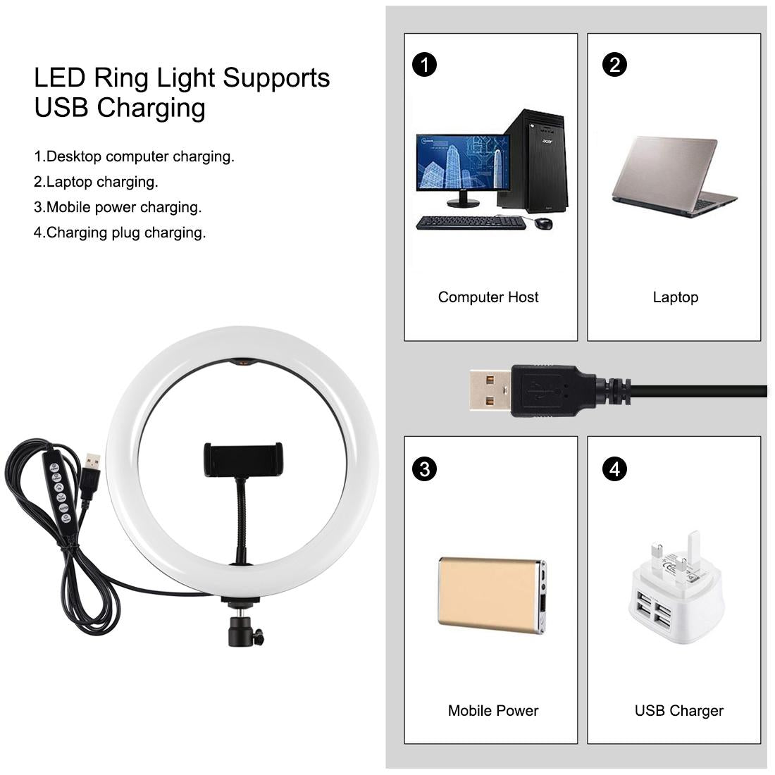 10.2 Rgbw Led Ring Light Kit With 1.1M Tripod & Phone Clamp-1915197562109956101