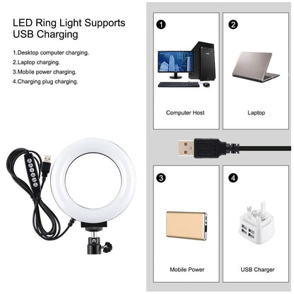 Curved Surface Ring Light With Usb 10 Modes 8 Colour Rgbw Cold Shoe Tripod Black-1915196780950196230
