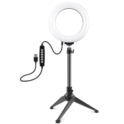 6.2 Usb Led Ring Light With 10 Modes & Desktop Tripod Mount - Black-1915196489039220737