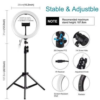 10.2 Rgbw Led Ring Light Kit With Tripod Remote And Phone Clamp-1915196703506567175