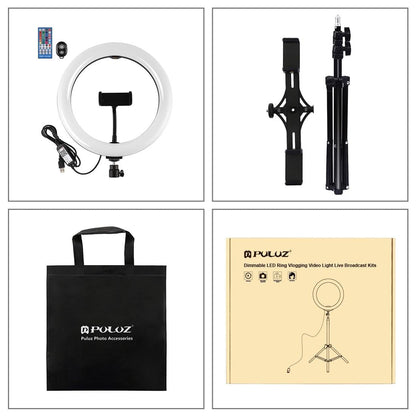 10.2 Curved Rgbw Led Ring Light Kit With Tripod Dual Phone Brackets Remote And Clamp-1915196719826604036