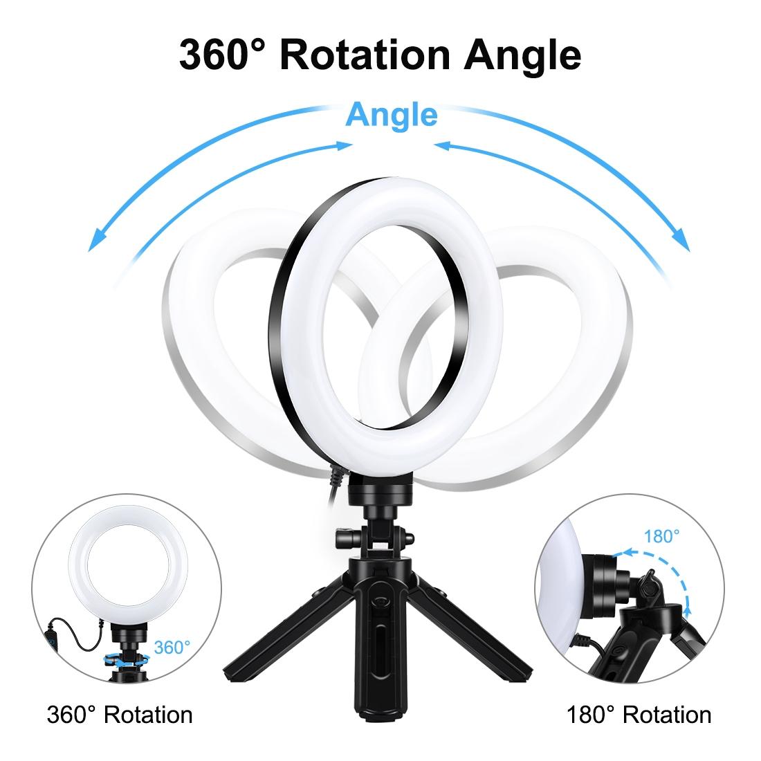 Usb 3 Modes Dimmable Led Ring Light & Pocket Tripod Kit With Cold Shoe Ball Head - 4.7 Inch Diameter-1915196489974550531