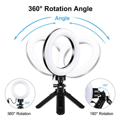 Usb 3 Modes Dimmable Led Ring Light & Pocket Tripod Kit With Cold Shoe Ball Head - 4.7 Inch Diameter-1915196489974550531