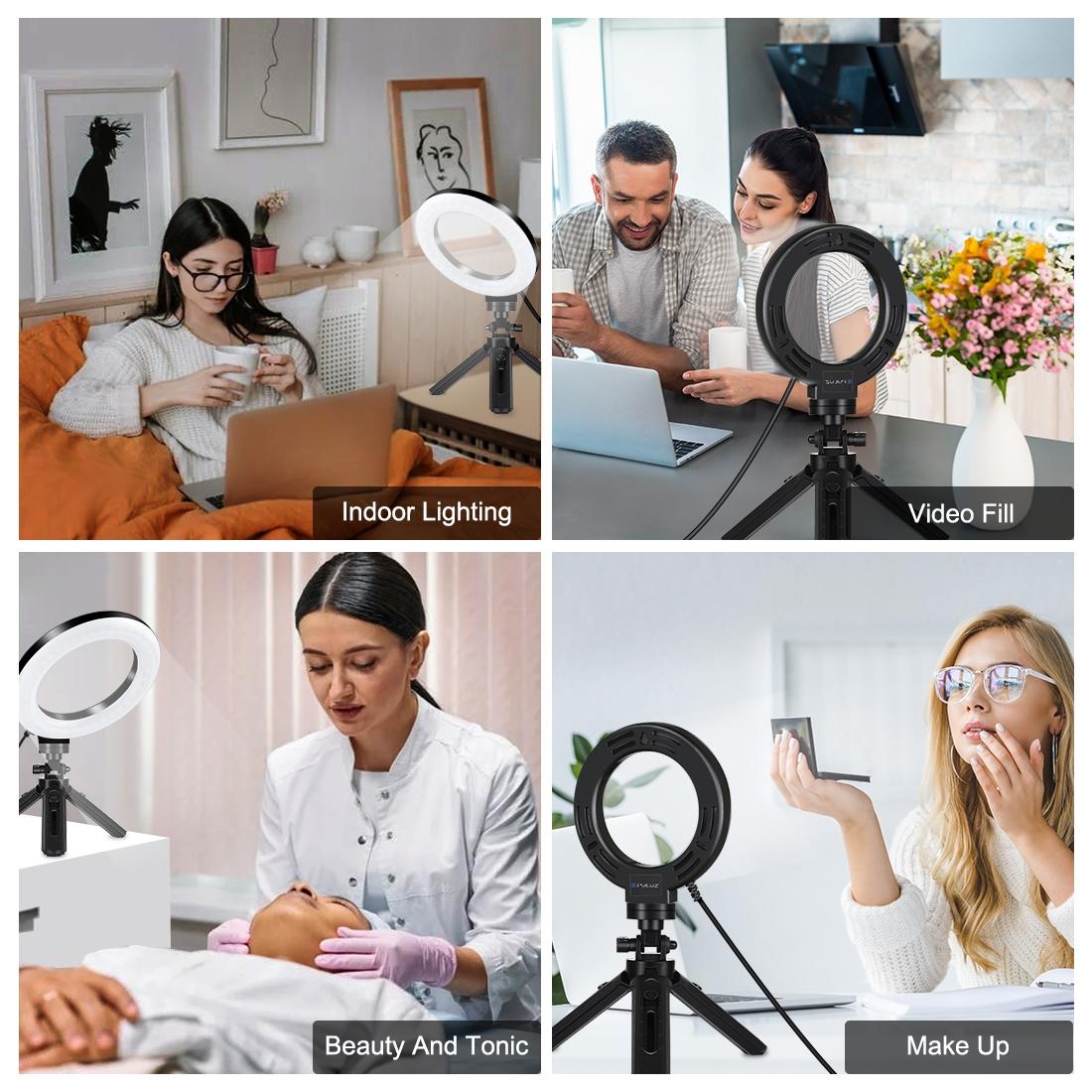 Usb 3 Modes Dimmable Led Ring Light & Pocket Tripod Kit With Cold Shoe Ball Head - 4.7 Inch Diameter-1915196489974550534