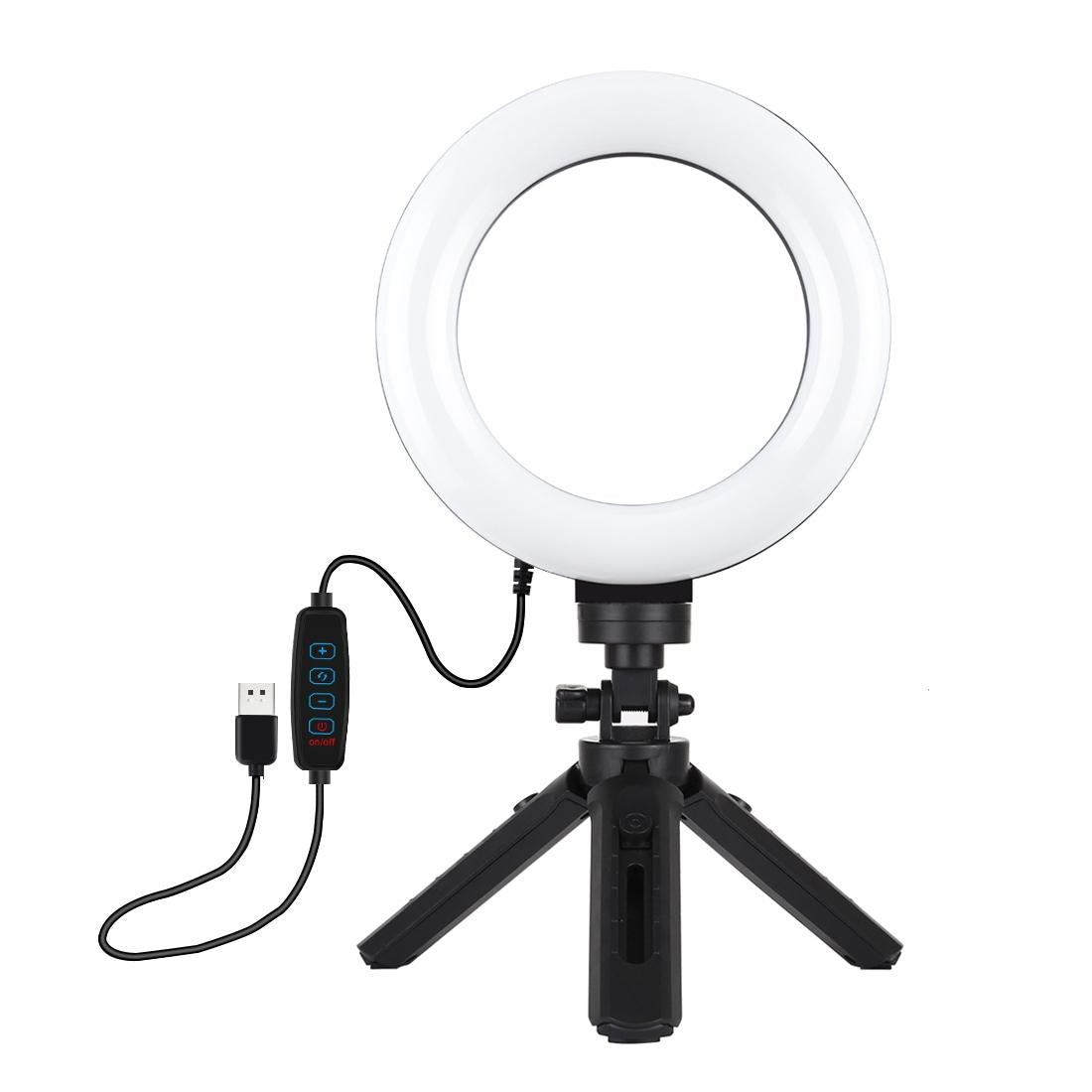 6.2 Led Ring Light With Usb 3 Modes Dimmable Vlogging Photography Video Pocket Tripod Mount Cold Shoe Ball Head Black-1915196506592382977