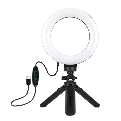 6.2 Led Ring Light With Usb 3 Modes Dimmable Vlogging Photography Video Pocket Tripod Mount Cold Shoe Ball Head Black-1915196506592382977