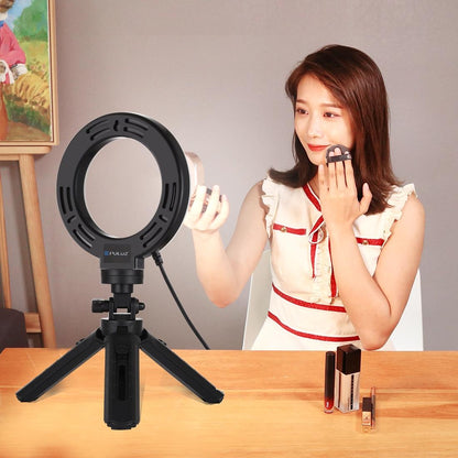 6.2 Led Ring Light With Usb 3 Modes Dimmable Vlogging Photography Video Pocket Tripod Mount Cold Shoe Ball Head Black-1915196506592382979