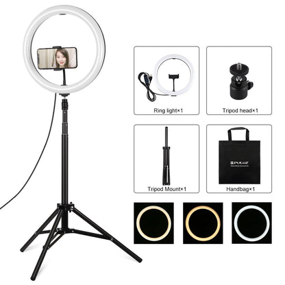 11.8 Led Ring Light With Tripod And Phone Clamp - 3 Modes Dual Colour Temperature Dimmable - Black-1915196705314312192
