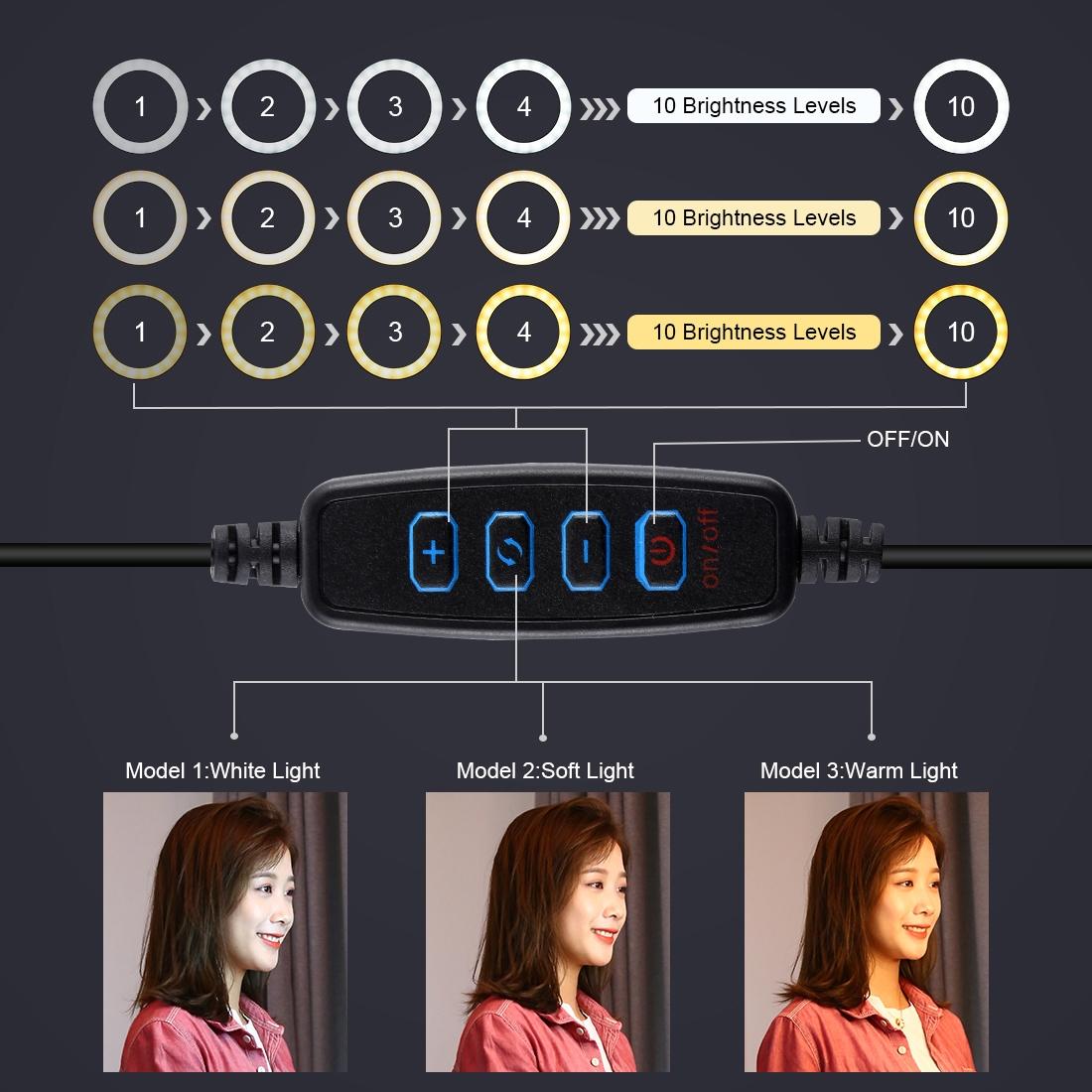 11.8 Led Ring Light With Tripod And Phone Clamp - 3 Modes Dual Colour Temperature Dimmable - Black-1915196705314312198