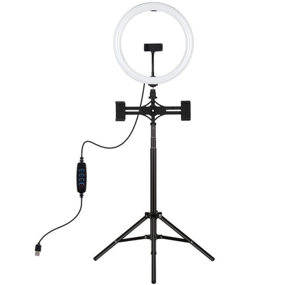 11.8 Led Ring Light Kit With Tripod & Dual Phone Bracket - 3 Modes Dual Colour Temperature Usb Live Broadcast - Black-1915196721982476289