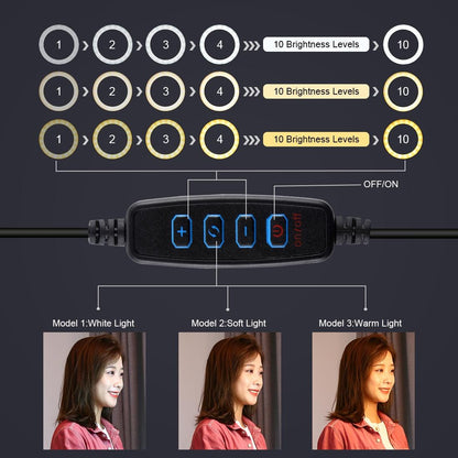 11.8 Led Ring Light With Tripod And Phone Clamp - 3 Modes Dual Colour Temperature Dimmable - Perfect For Vlogging And Live Streaming-1915196740164784134