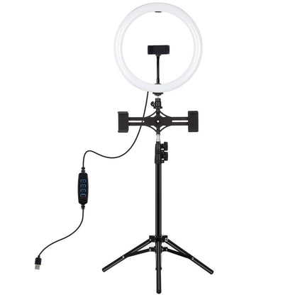 11.8 Led Ring Light With Tripod & Dual Phone Brackets - Usb 3 Modes Dual Colour Temperature - Vlogging & Live Broadcast Kit-1915196755700486145