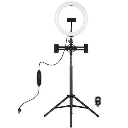 10.2 Dual Phone Tripod With Usb Ring Light & Remote-1915196784095924225