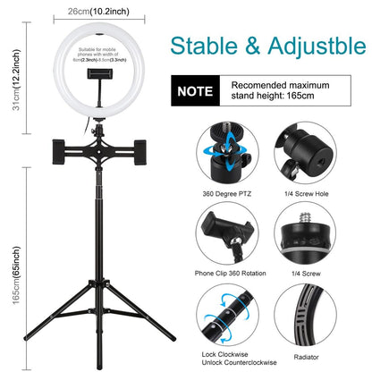 10.2 Dual Phone Tripod With Usb Ring Light & Remote-1915196784095924228