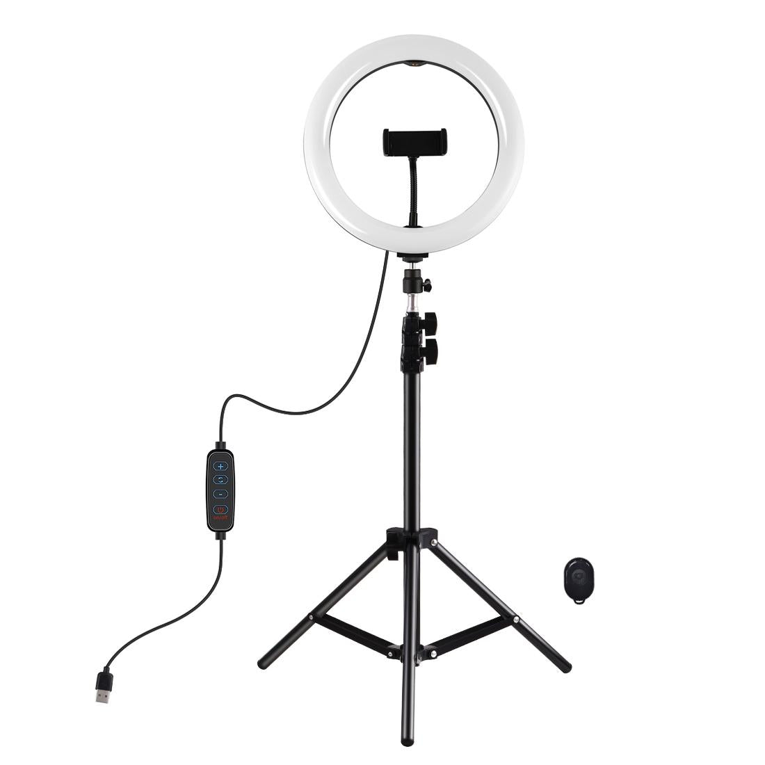 10.2 Ring Light With Tripod Usb 3 Modes Dual Colour Diffuse Light Phone Clamp with Remote - Black-1915196507351552001