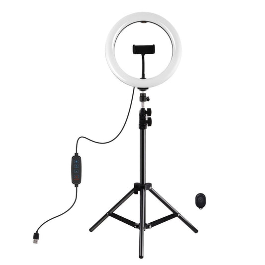 10.2 Ring Light With Tripod Usb 3 Modes Dual Colour Diffuse Light Phone Clamp with Remote - Black-1915196507351552001