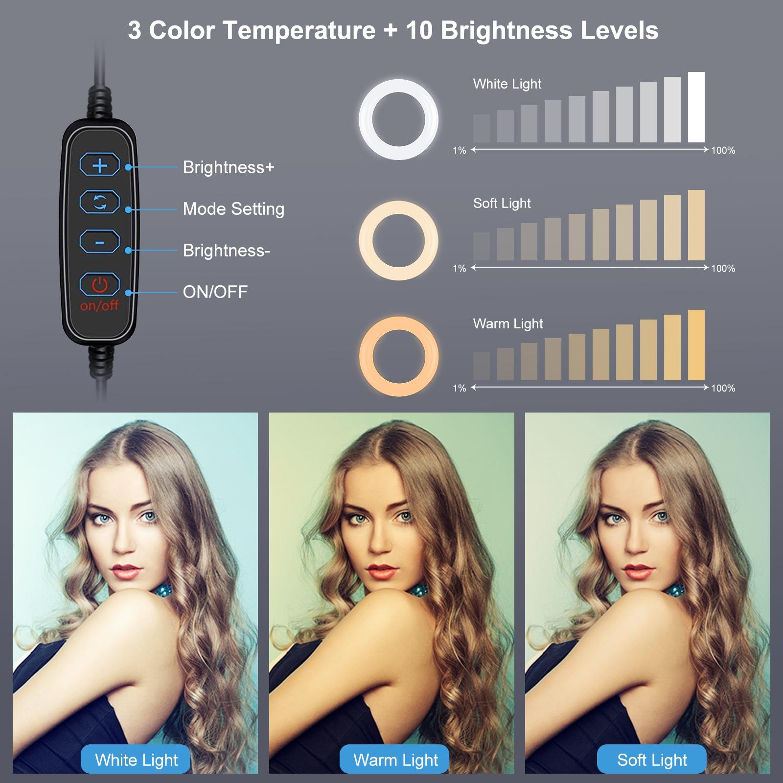 7.9 Led Ring Light With Usb 3 Modes Dual Colour Phone Clamp-1915196492566630407