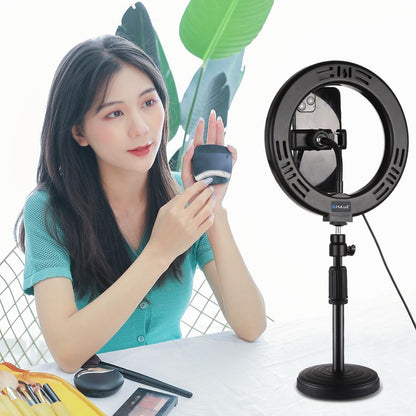 7.9 Dual-Colour Led Ring Light With Desktop Mount And Phone Clamp-1915196509482258435