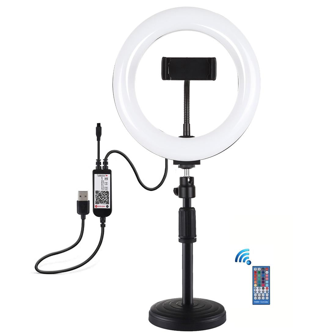7.9 Rgbw Led Ring Light With Dual Colour Temperature And Phone Clamp-1915196683264856065