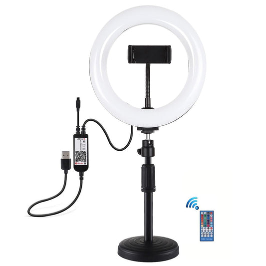 7.9 Rgbw Led Ring Light With Dual Colour Temperature And Phone Clamp-1915196683264856065