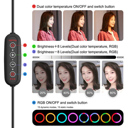 10.2 Marquee Led Beauty Light With Tripod And Remote - Dual-Colour Ring Light For Vlogging And Photography-1915196724595527688