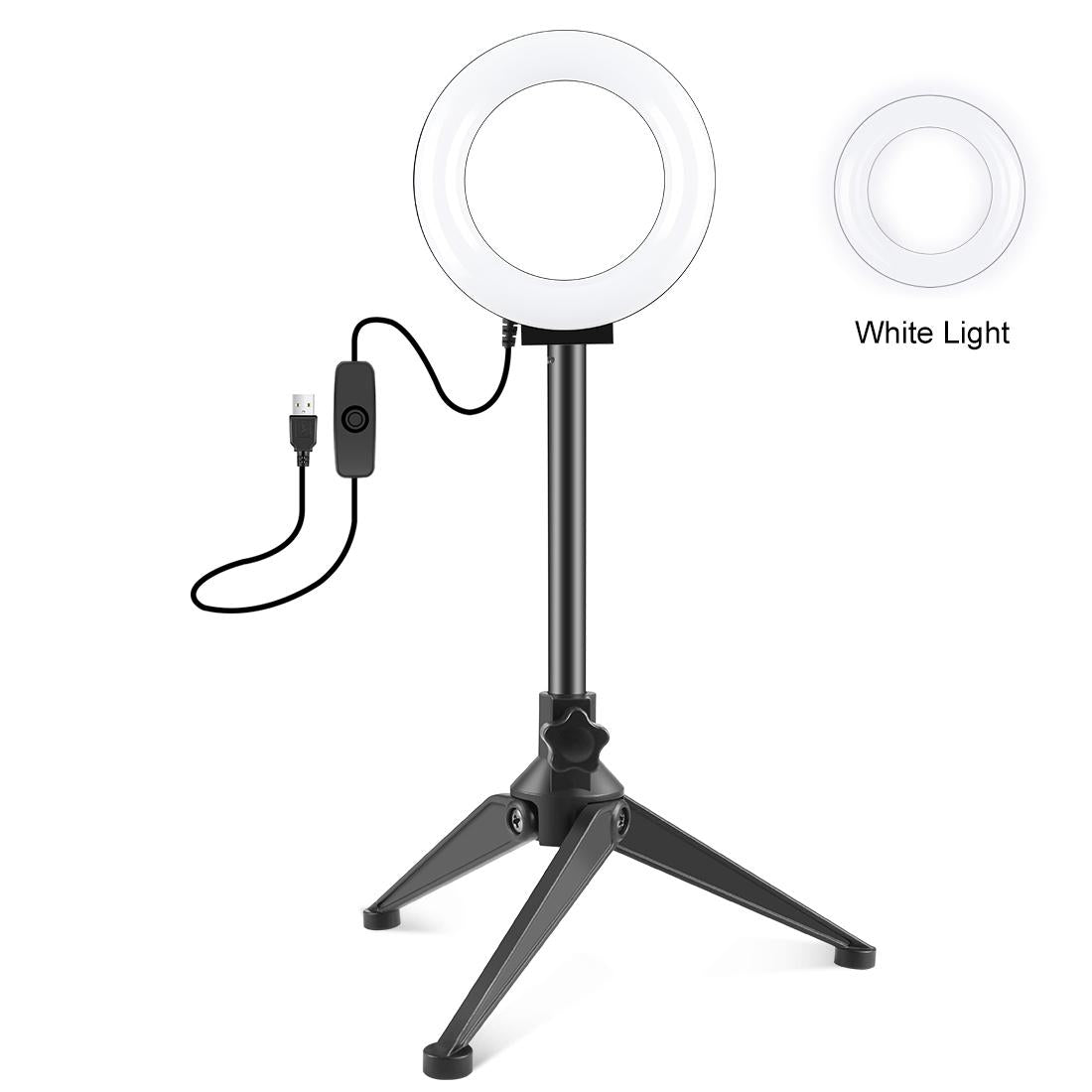 12Cm Ring Light & Desktop Tripod Selfie Stick Mount With Usb Led Ring Selfie Beauty Vlogging Photography Video Lights Kit In Black-1915196759039152128