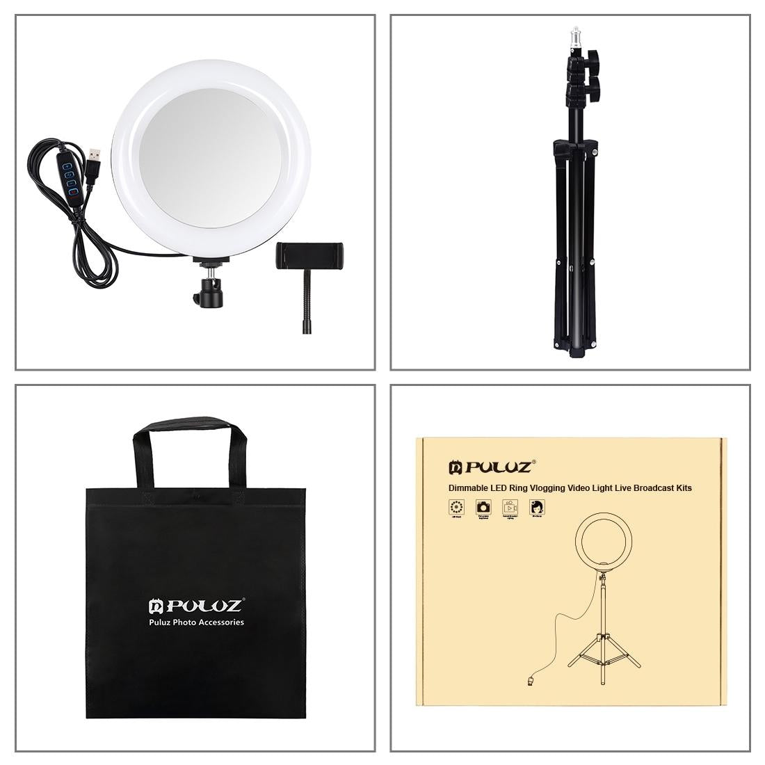 7.9 Mirror Light With Tripod & Usb 3 Modes Dual Colour Curved Ring Light For Vlogging Selfie Photography Video Phone Clamp - Black-1915196803599437826