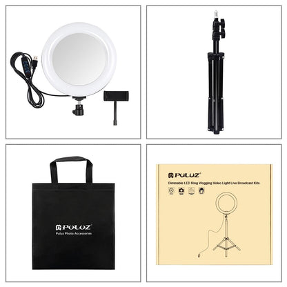 7.9 Mirror Light With Tripod & Usb 3 Modes Dual Colour Curved Ring Light For Vlogging Selfie Photography Video Phone Clamp - Black-1915196803599437826