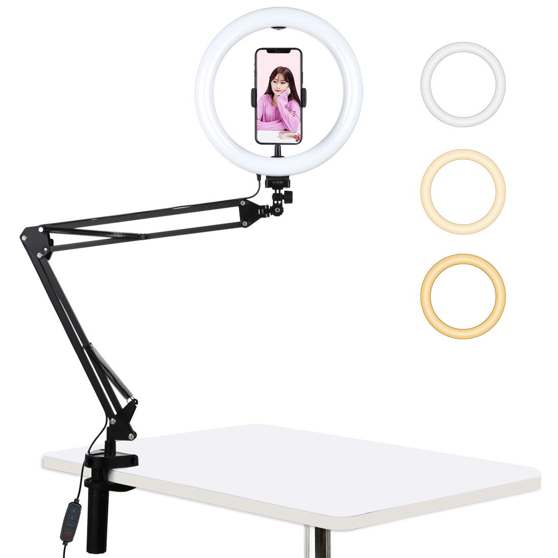 10.2 Ring Light With Usb 3 Modes Dual Colour Phone Clamp-1915196684514758656