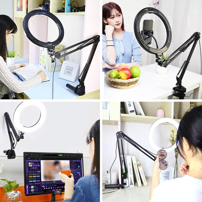10.2 Ring Light With Usb 3 Modes Dual Colour Phone Clamp-1915196684514758658