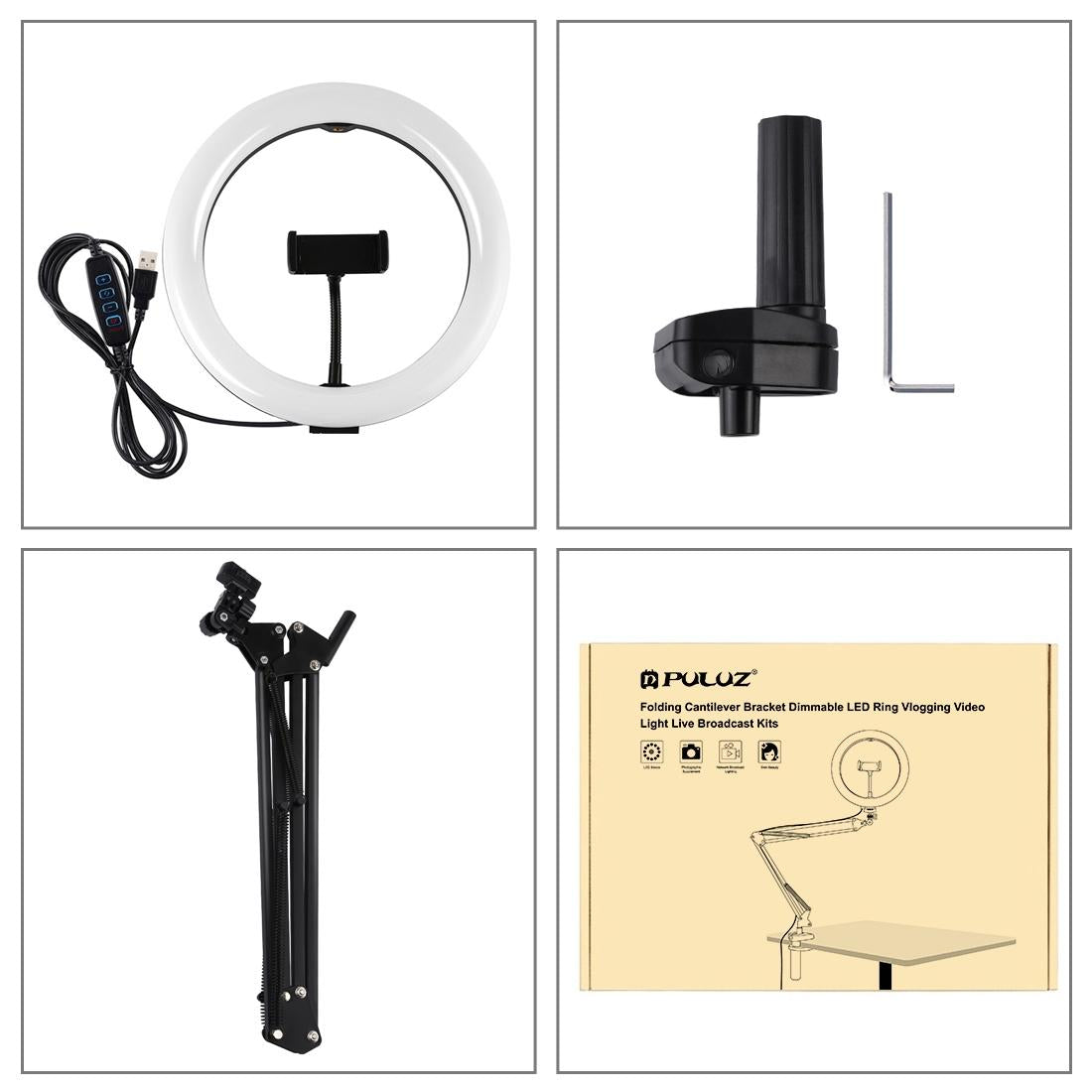 10.2 Ring Light With Usb 3 Modes Dual Colour Phone Clamp-1915196684514758660