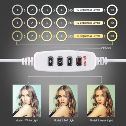 12Cm Led Ring Light With Usb 3 Modes Dimmable Cold Shoe Tripod Ball Head - Pink-1915196537399545861