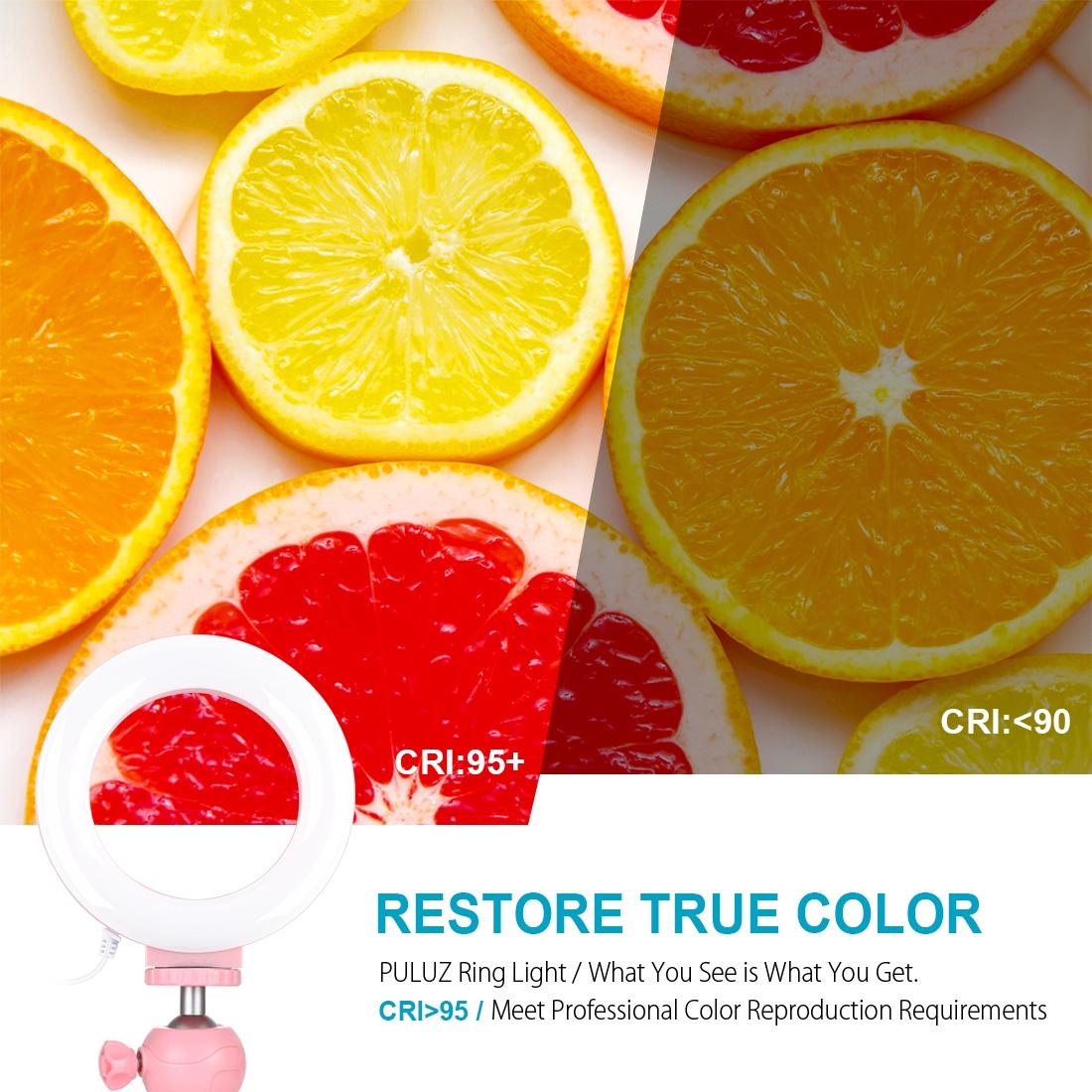 12Cm Led Ring Light With Usb 3 Modes Dimmable Cold Shoe Tripod Ball Head - Pink-1915196537399545864