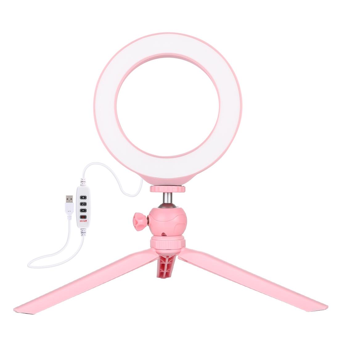 6.2 Led Ring Light With Usb 3 Modes Dimmable Cold Shoe Tripod Mount - Pink-1915196538020302849
