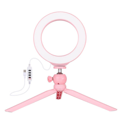 6.2 Led Ring Light With Usb 3 Modes Dimmable Cold Shoe Tripod Mount - Pink-1915196538020302849