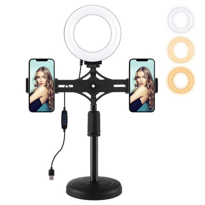 Horizontal Dual Phone Brackets Desktop Ring Light Kit - 4.7 Inch-1915197530459738112