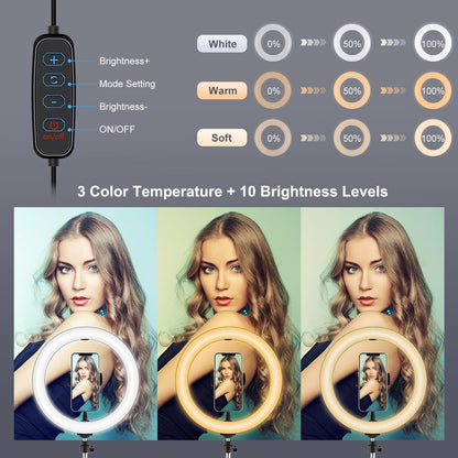11.8 Led Ring Light With Tripod And Phone Clamp - 3 Modes Dual Colour Temperature Curved Surface - Black-1915196495787855877