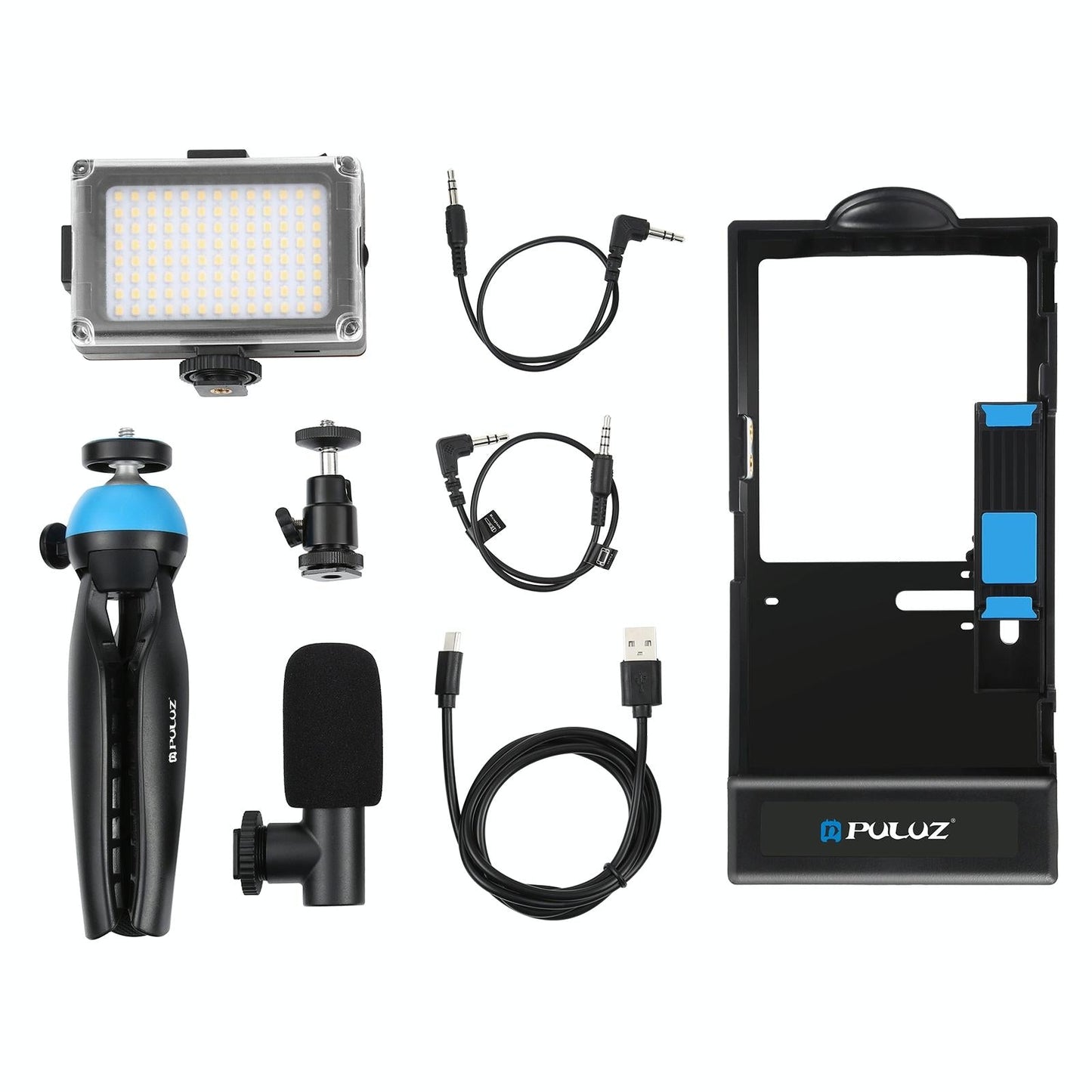 Bluetooth Vlogging Kit With Led Light Mic Tripod - Blue-1964932153376641031