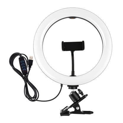 10.2 Ring Light With Monitor Clip & Usb 3 Modes Dual Colour Temperature Dimmable Curved Diffuse Vlogging Selfie Beauty Photography Video Lights Phone Clamp - Black-1915196778140012545